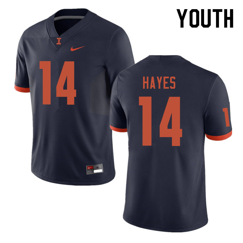 Youth #14 Blake Hayes Illinois Fighting Illini College Football Jerseys Sale-Navy